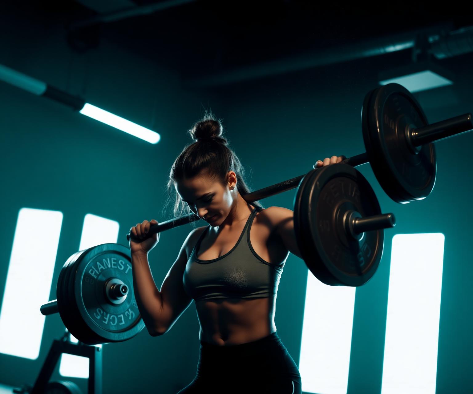 Personal trainer lifting weights in a modern gym